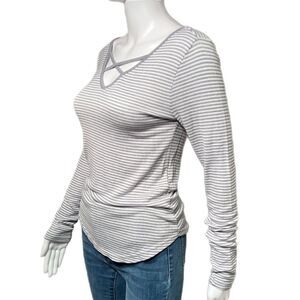 Grey/White Stripe Knit Top 